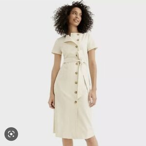 J. Crew Short-sleeve trench dress in Italian stretch wool NWT 00